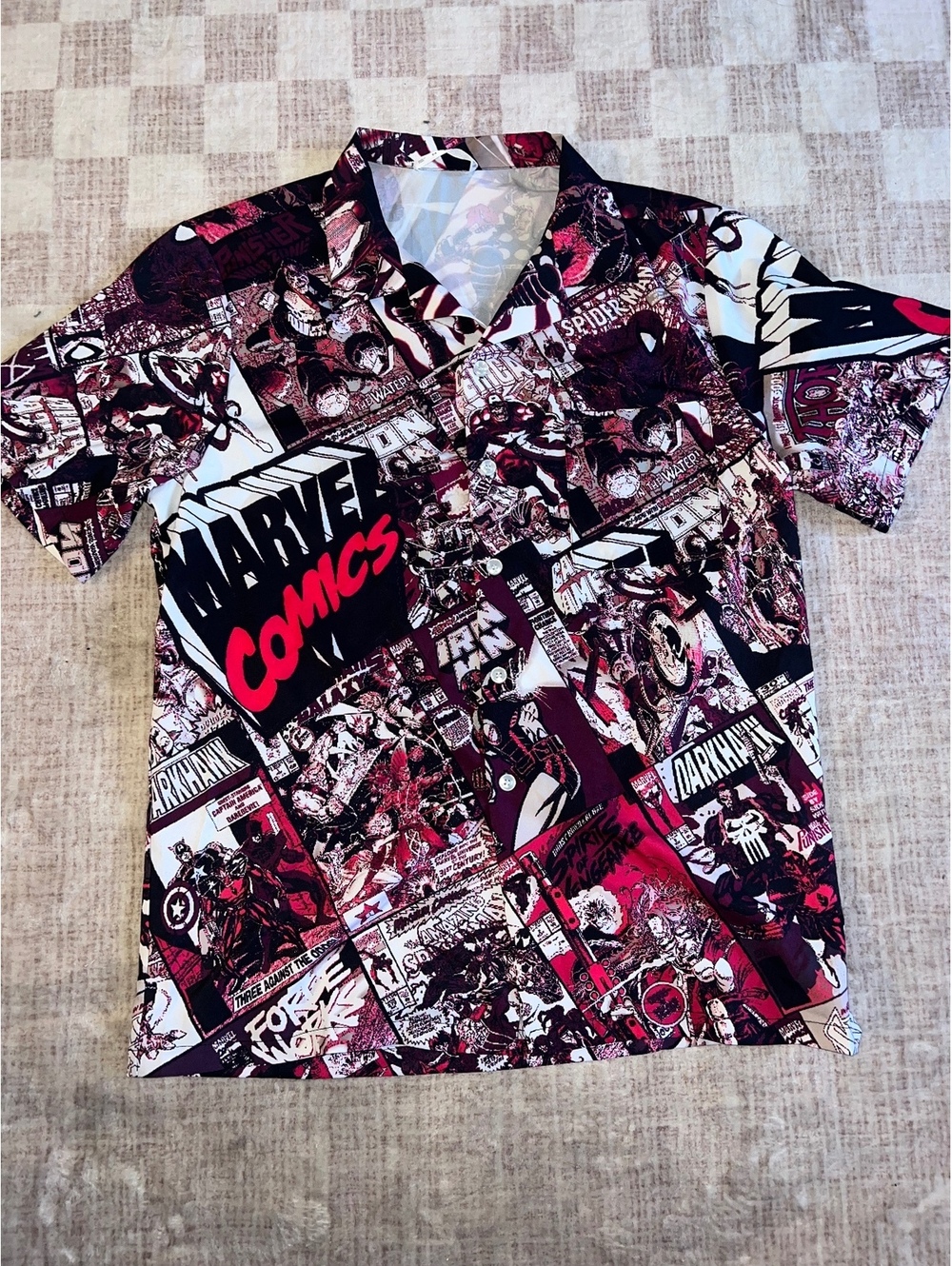 mens marvel button down shirt